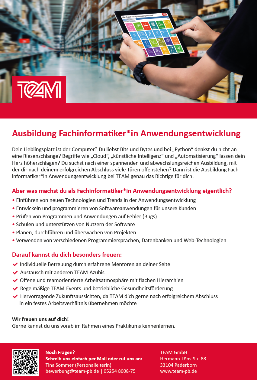 TEAM GmbH: Ausbildung zum Fachinformatiker*in Anwendungsentwicklung