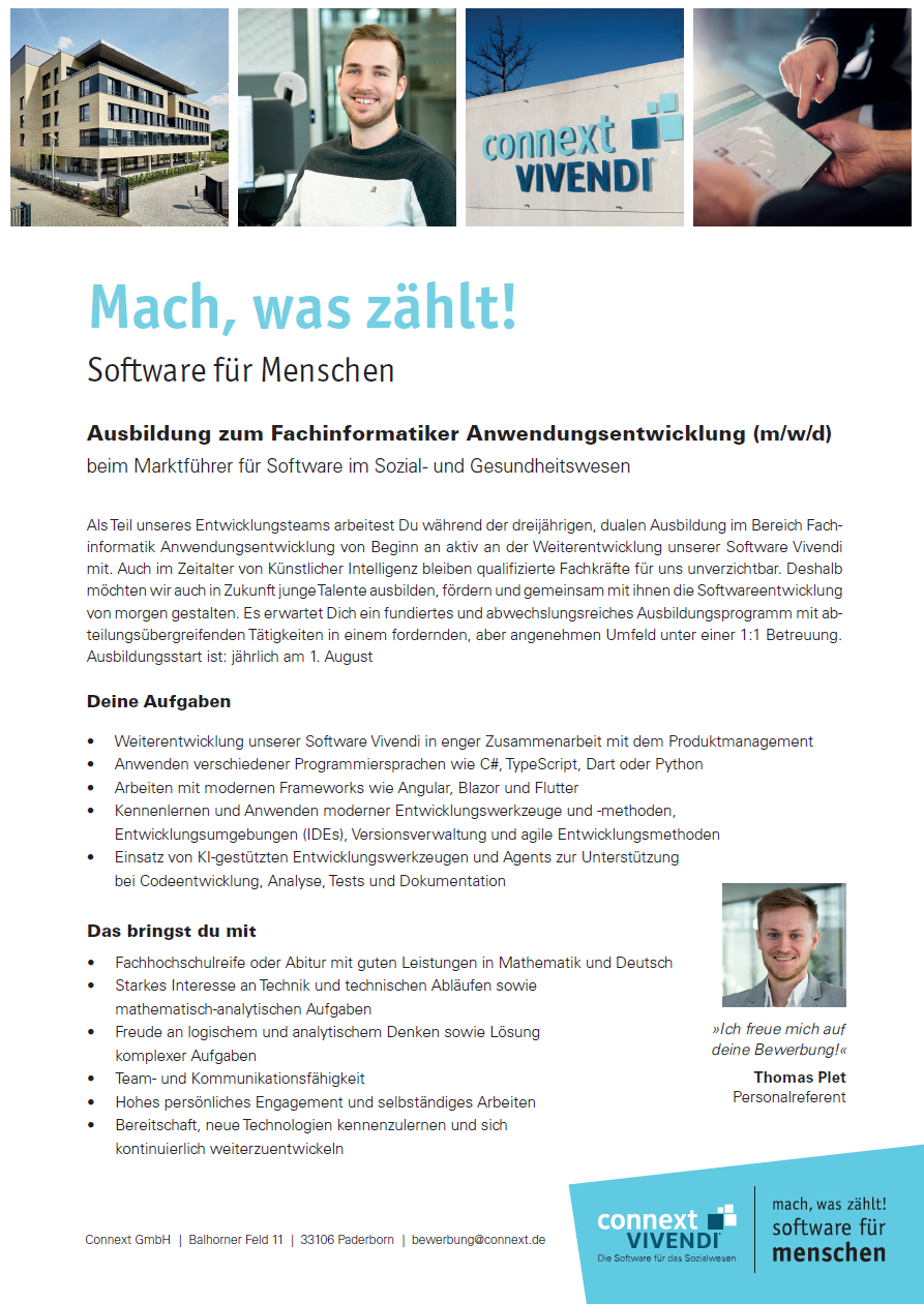 Connext Communication GmbH: Ausbildung zum Fachinformatiker – Anwendungsentwicklung (m/w/d)