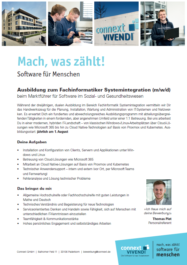Connext Communication GmbH: Ausbildung zum Fachinformatiker – Systemintegration (m/w/d)
