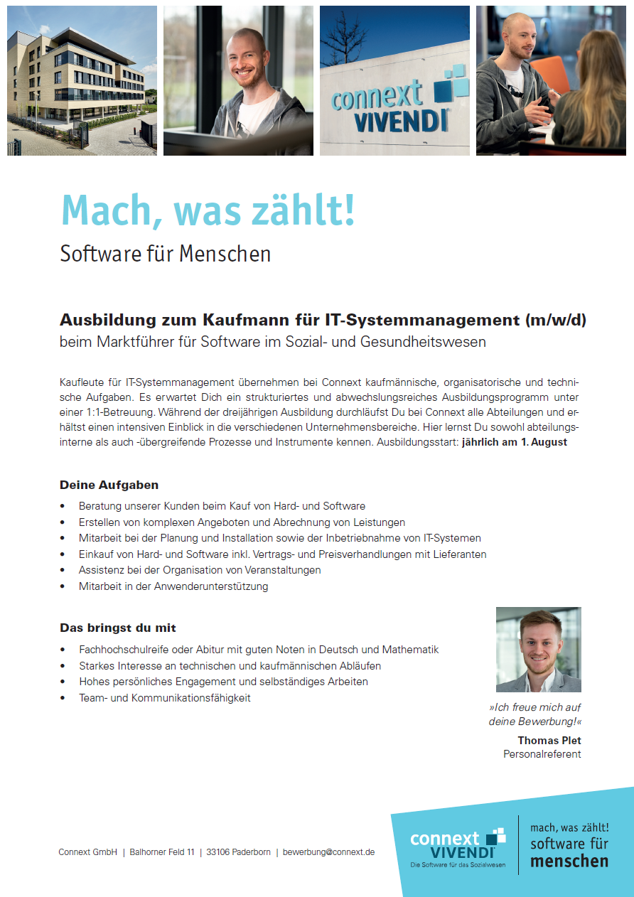 Connext Communication GmbH: Ausbildung zum Kaufmann für IT-Systemmanagement (m/w/d)
