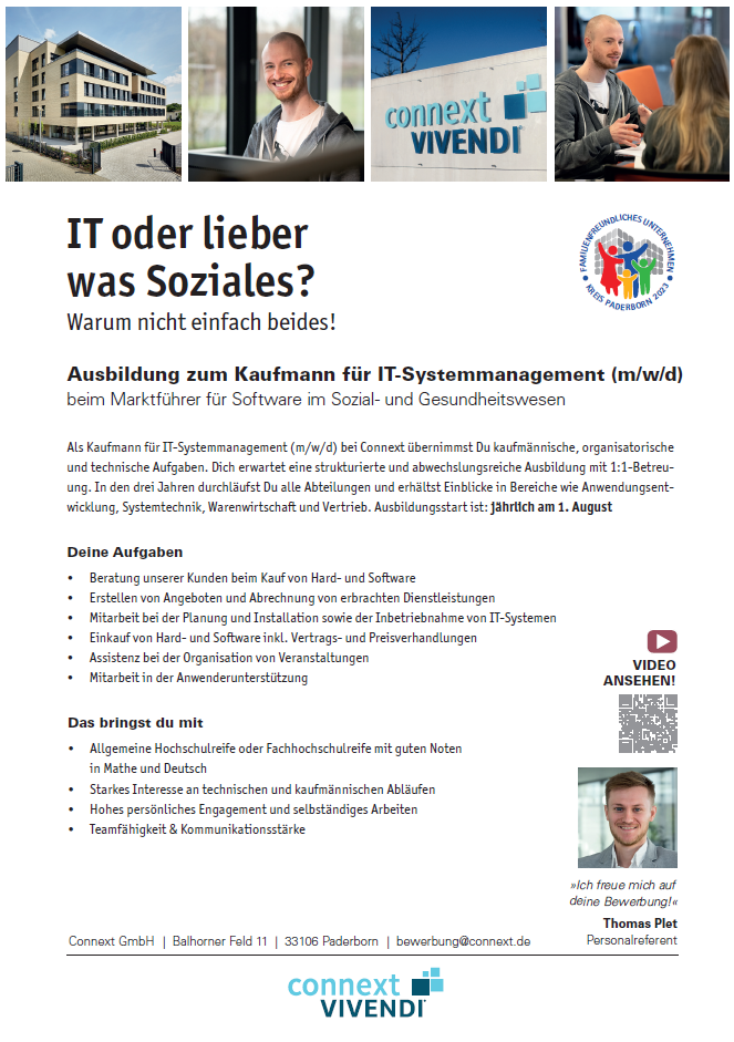 Connext Communication GmbH: Ausbildung zum Kaufmann für IT-Systemmanagement (m/w/d)