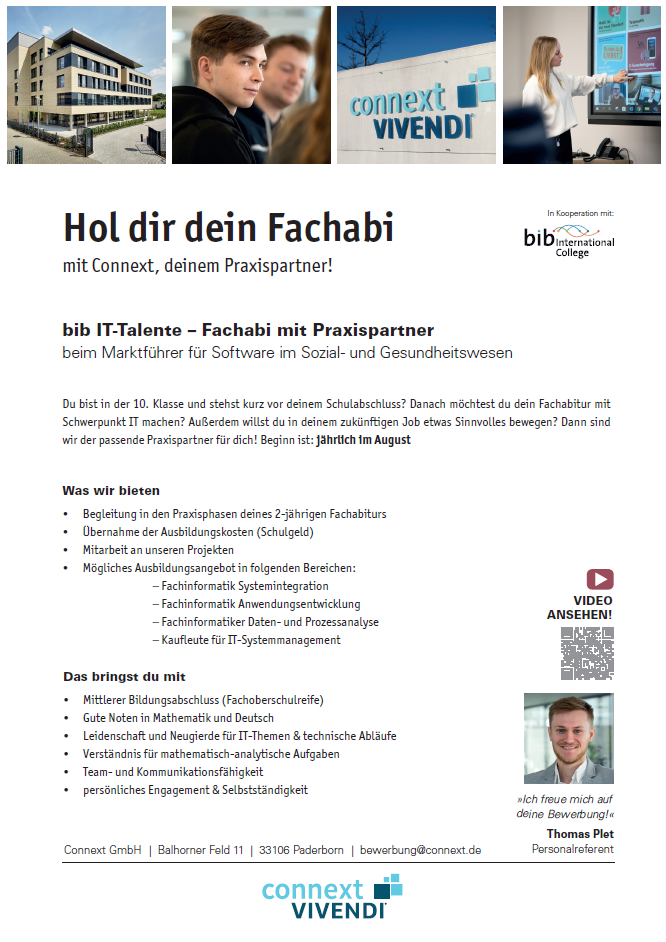 Connext Communication GmbH: bib IT Talente – Fachabi in der Informatik mit Praxispartner (m/w/d)