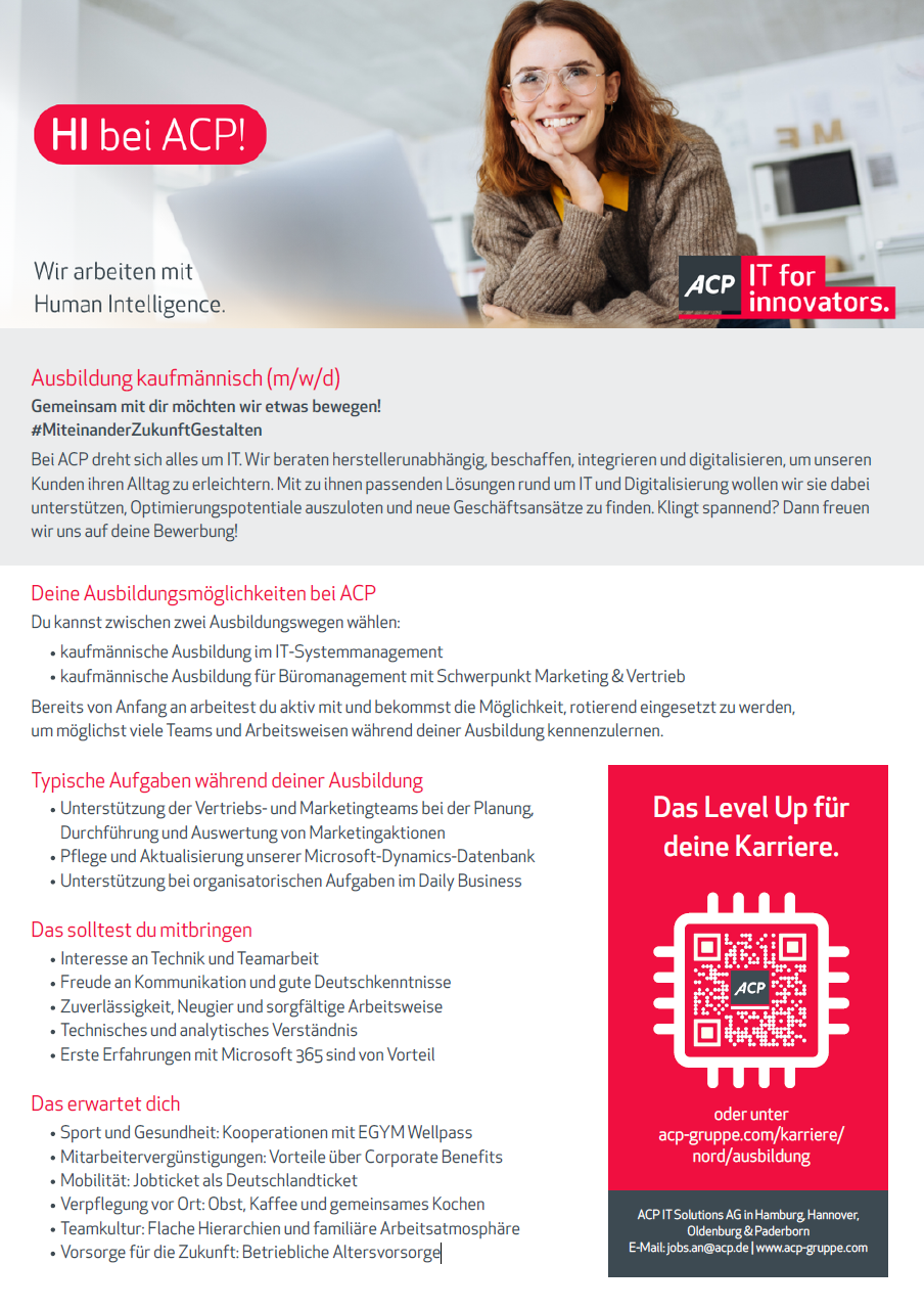 ACP IT Solutions: Ausbildung kaufmännisch (m/w/d)