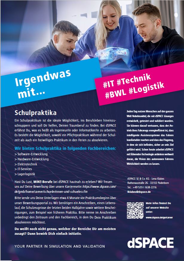 dSPACE GmbH: Schulpraktika
